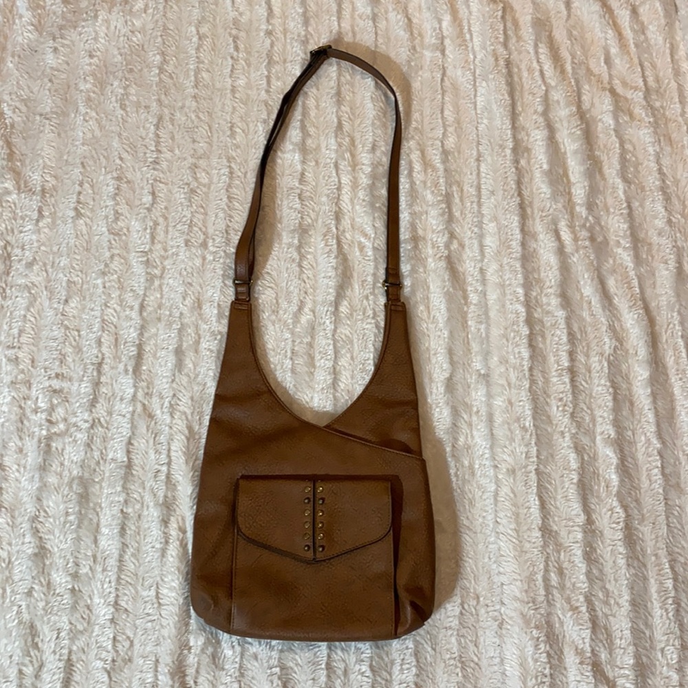 Brown purse multiple pockets and storage adjustable strap